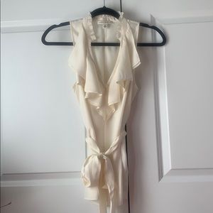 Banana Republic Cream Silk Sleeveless top w/ sash